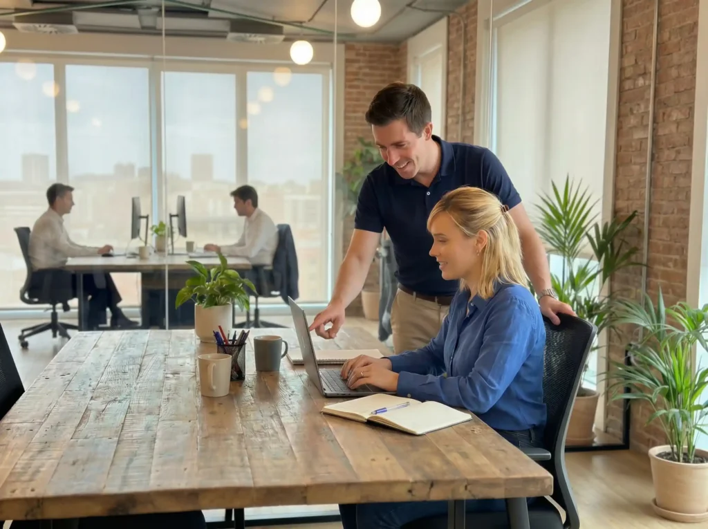 Xavi y alba analizando un producto