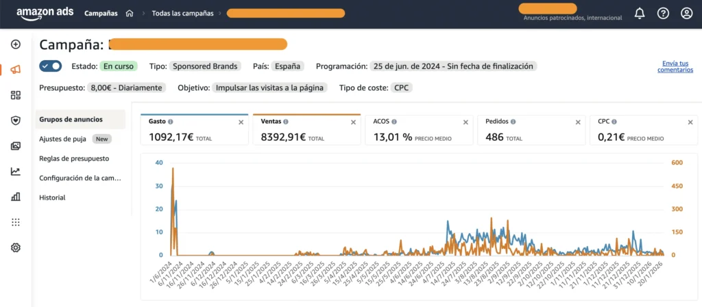 Resultados de una campaña PPC que gestionamos