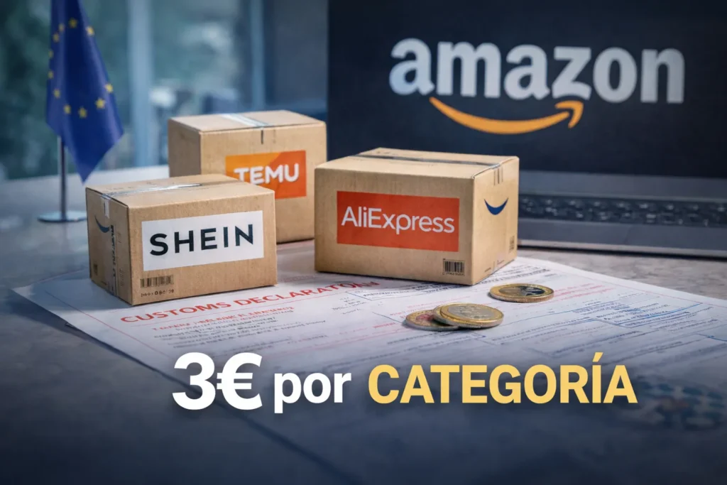 cajas de shein, aliexpress y temu con arancel de 3€