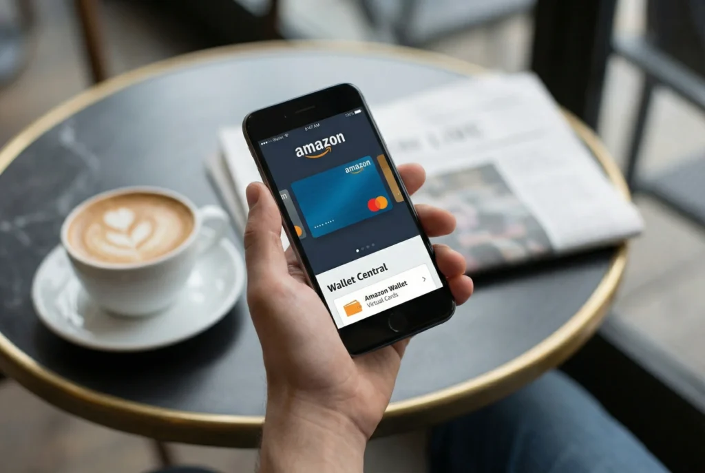en la pantalla del móvil se ve amazon wallet